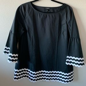 Talbots Petites Black Bell Sleeve Blouse